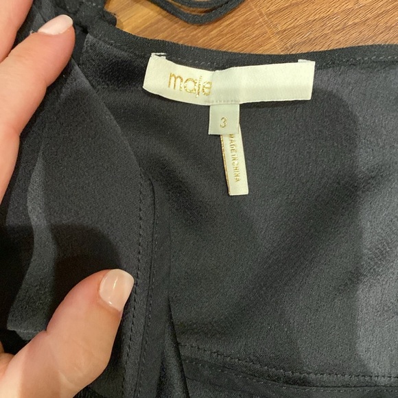 MAJE / Isadora Crepe lace play suit Romper V-Neck black 3 L - Picture 6 of 6